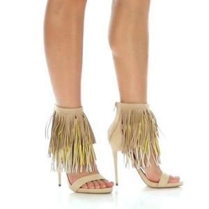 Aldo Rivamonte tan fringe stiletto heels - size 9